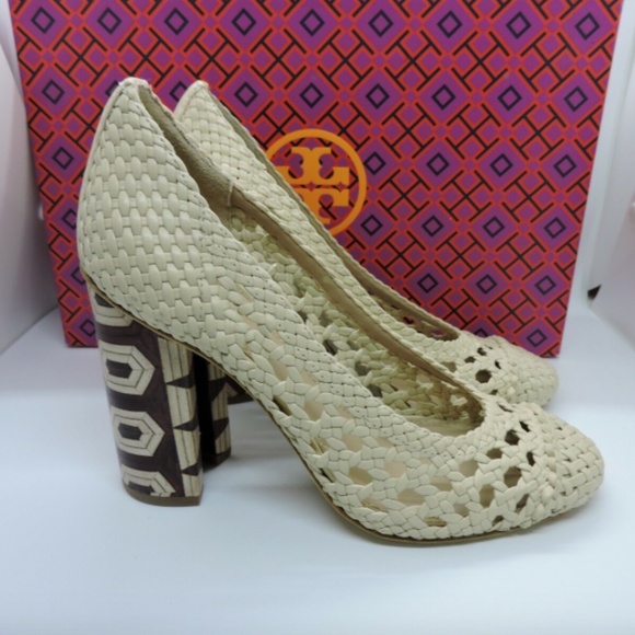 Tory Burch Shoes - NIB TORY BURCH GROVE WOVEN PUMP DULCE DE LECHE 5